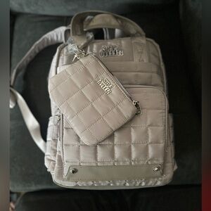 Steve Madden Taupe Quilted Backpack with Pouch NEW without tag